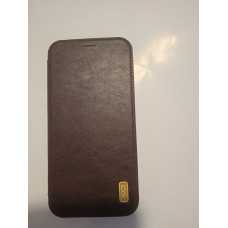 Чехол-книжка кожаная XO для iPhone XS Max 6.5", темно-коричневый