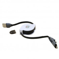 Кабель USB - Lightning + Micro USB Pull Push Равлик