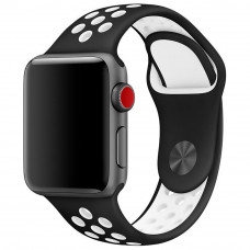 Ремешок силиконовый NIKE для Apple Watch 42 | 44 | 45 mm SMALL SIZE 12_Черно-белый
