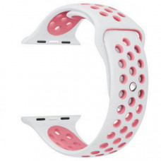 Ремешок силиконовый NIKE для Apple Watch 42 | 44 | 45 mm SMALL SIZE 13_Бело-розовый