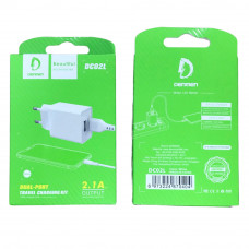 Мережевий зарядний пристрій Denmen DC02L + USB Lightning 2.1A 2USB