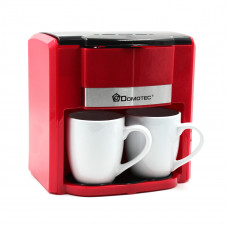 Кофеварка DOMOTEC MS-0705 Красная (500Вт, 2 кер. чашки по 150мл)